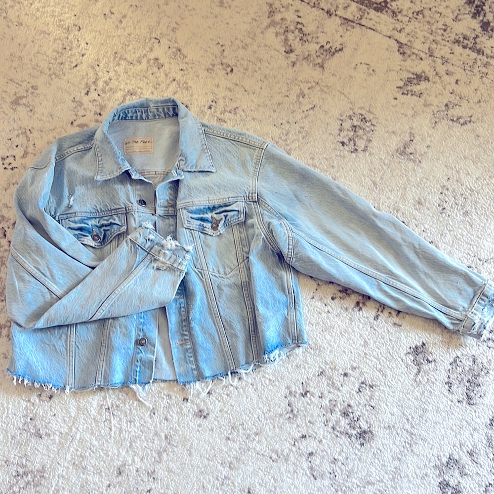 Free People Cropped, Distressed Jacket
